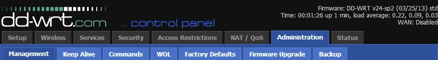 DD-WRT 固件顶部菜单