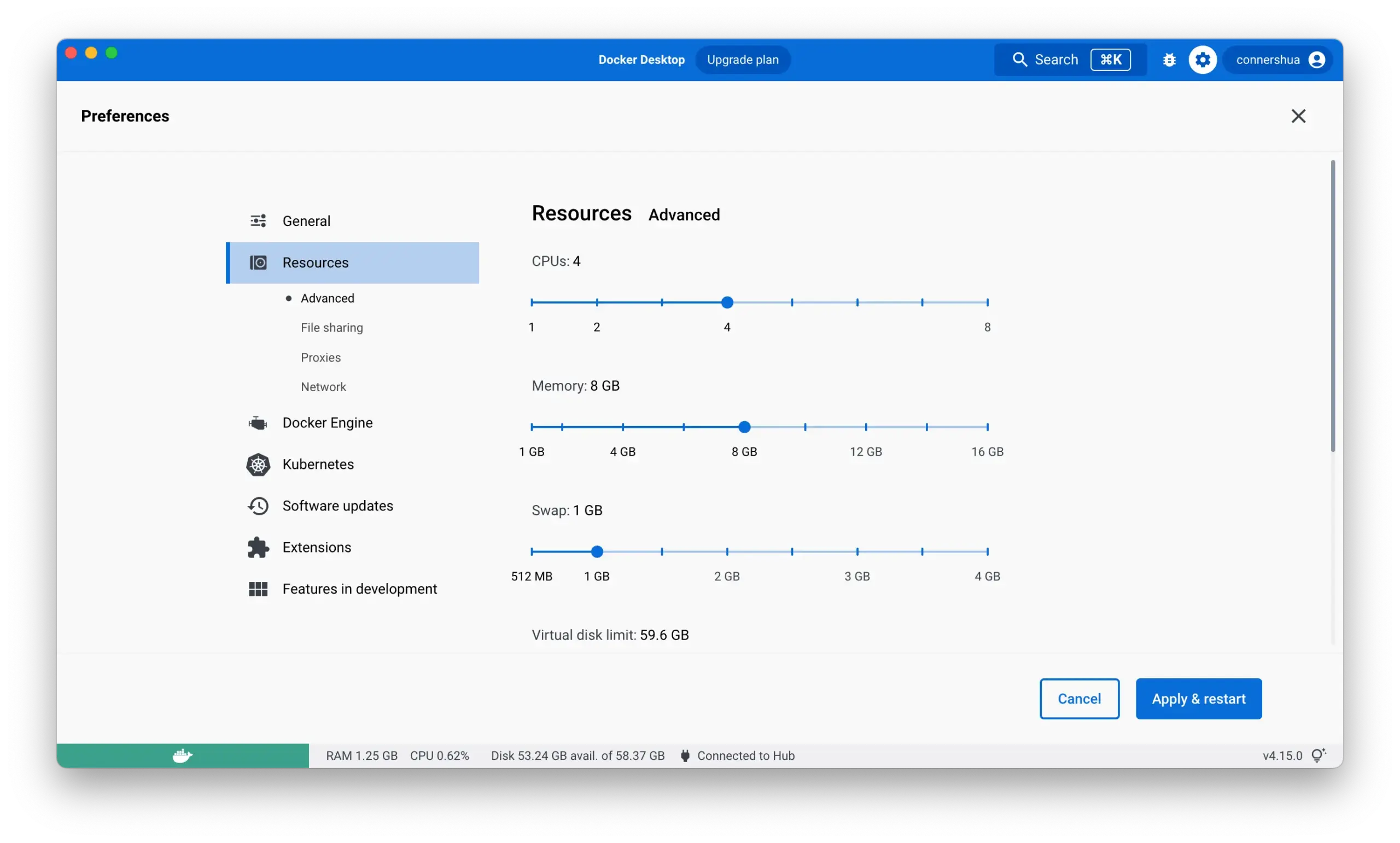 Docker Desktop Resources 设置